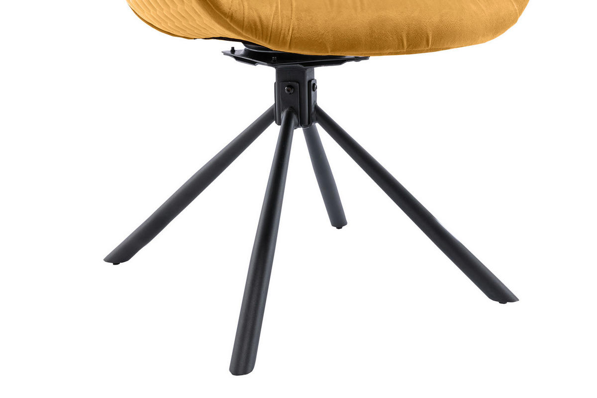 ARMLEHNSTUHL  in Samt  - Senfgelb/Schwarz, MODERN, Textil/Metall (64/82/63cm) - Livetastic