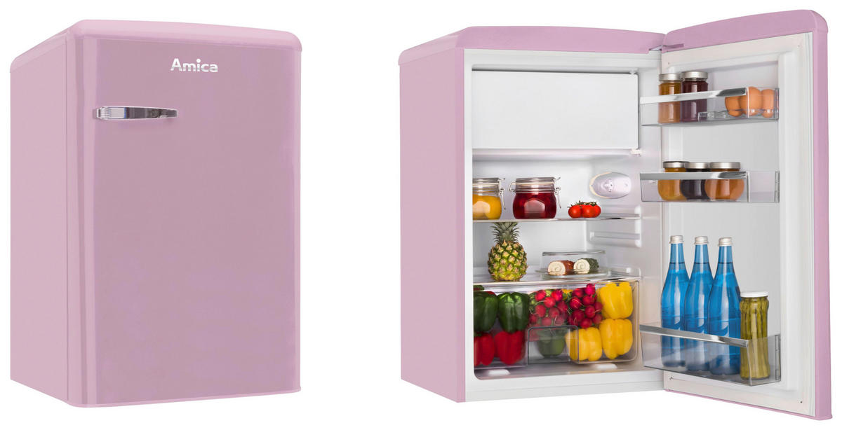 KÜHLSCHRANK 55/86/61,5 cm KS 15616 P  - Pink/Rosa, Basics, Glas/Metall (55/86/61,5cm) - Amica