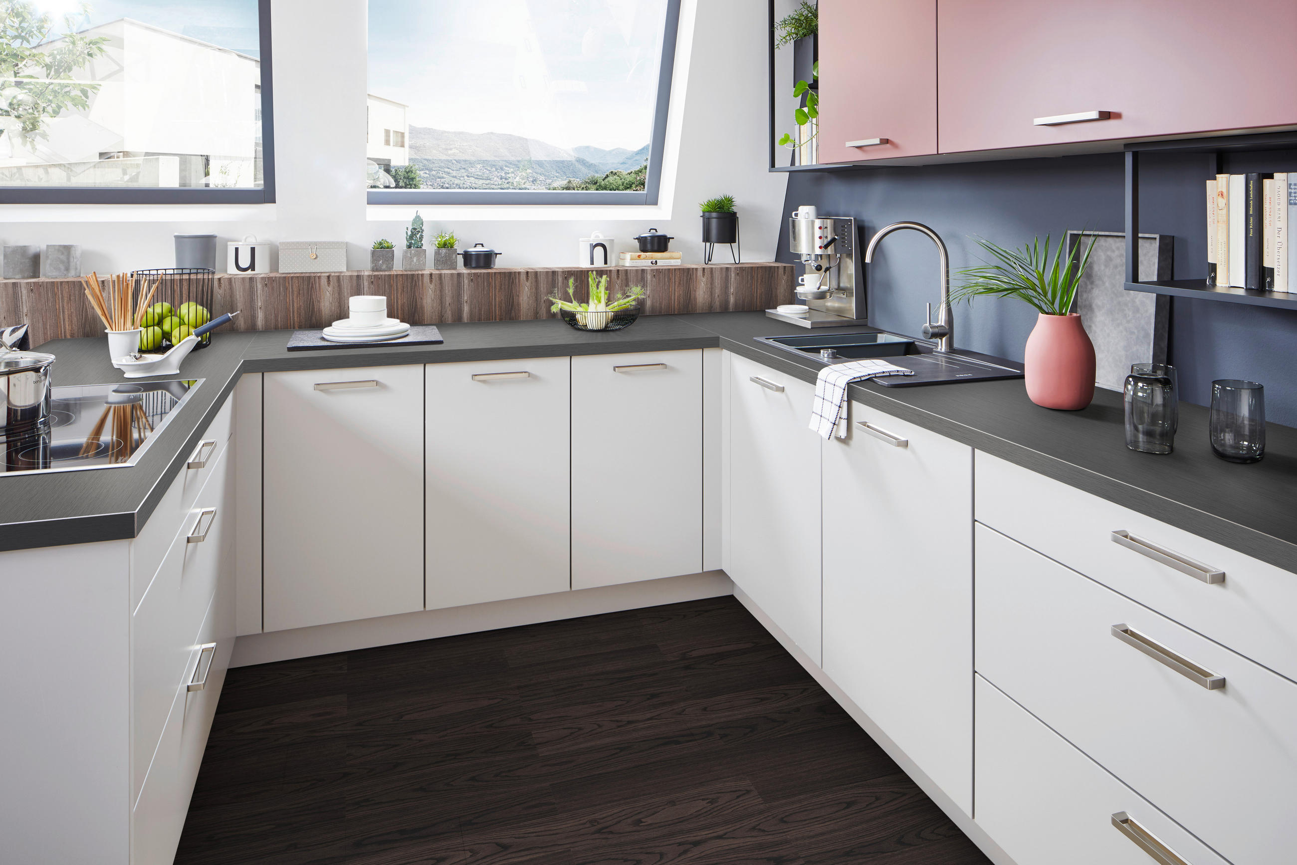 EINBAUKÜCHE DK405  - Grau, Design, Holzwerkstoff - Dieter Knoll