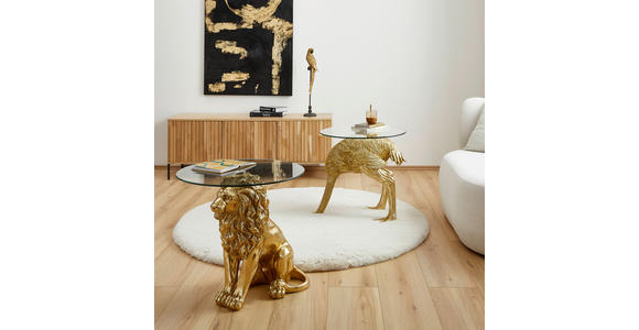 BEISTELLTISCH Goldfarben rund - Goldfarben, Trend, Glas/Kunststoff (60,5/61/60,5cm) - Ambia Home
