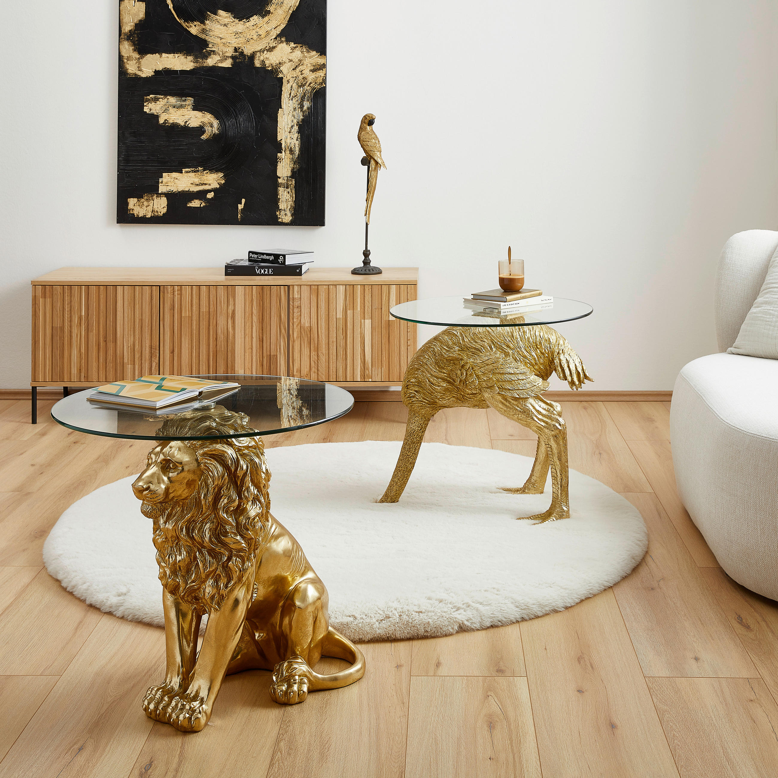BEISTELLTISCH Goldfarben rund  - Goldfarben, Trend, Glas/Kunststoff (60,5/61/60,5cm) - Ambia Home