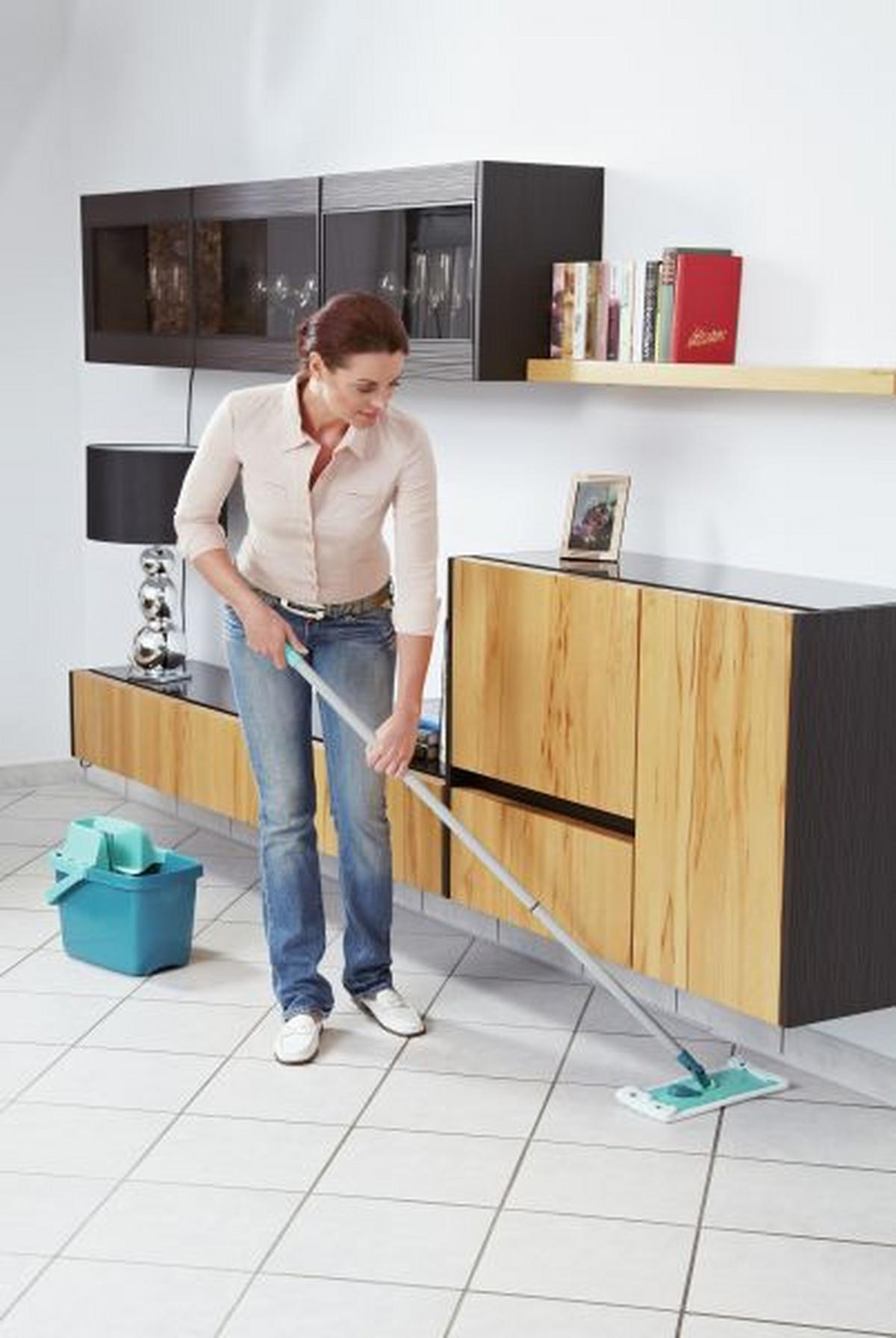 SADA NA ČISTENIE PODLAH - strieborná/tyrkysová, Konventionell, textil/plast (12l) - Leifheit