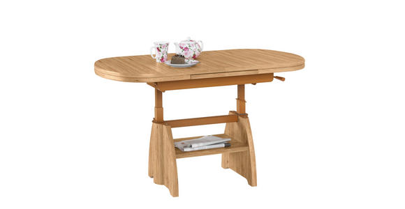 COUCHTISCH Wildeiche furniert 125-165,5/71/56-75 cm oval Eiche Bianco, Wildeiche  - Wildeiche/Eiche Bianco, KONVENTIONELL, Holzwerkstoff/Metall (125-165,5/71/56-75cm) - Venda