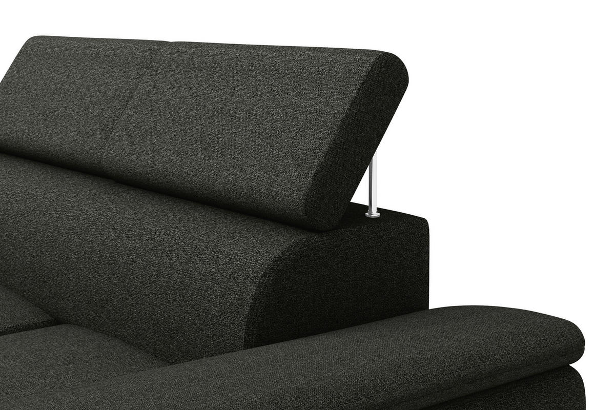 ECKSOFA Anthrazit Flachgewebe  - Anthrazit/Schwarz, KONVENTIONELL, Kunststoff/Textil (220/266cm) - Carryhome