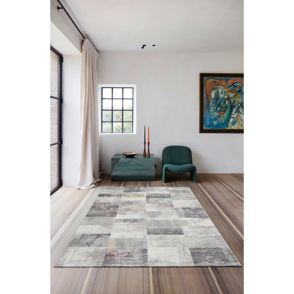 Thumbnail - Novel Webteppich Catania, Blau, Grün, Rosa, Hellgrau, Textil, Graphik, rechteckig, 120x170 cm, Oeko-Tex® Standard 100, f...