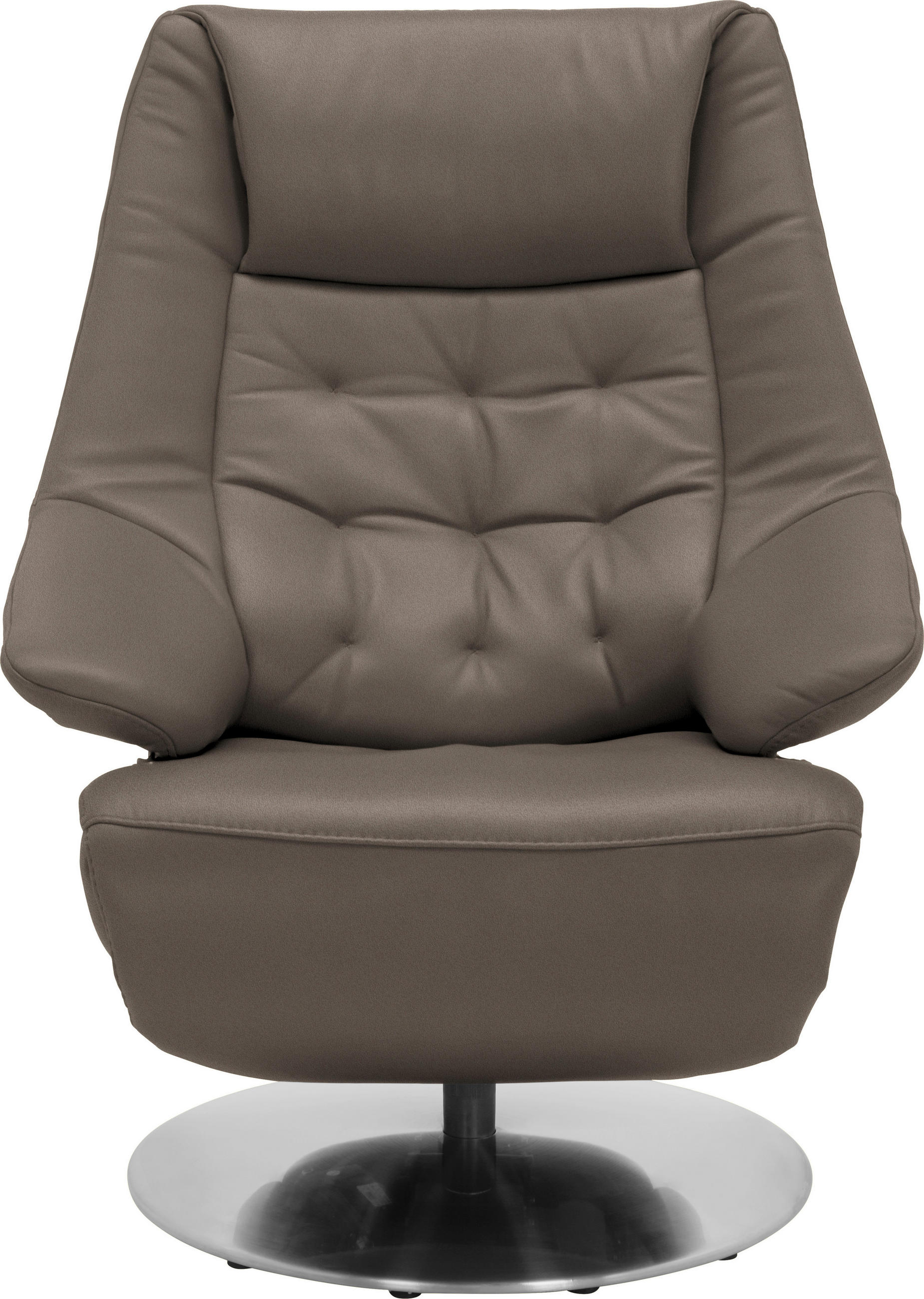 RELAXSESSEL in Leder Grau  - Alufarben/Grau, Design, Leder/Metall (84/111/91cm) - Valdera