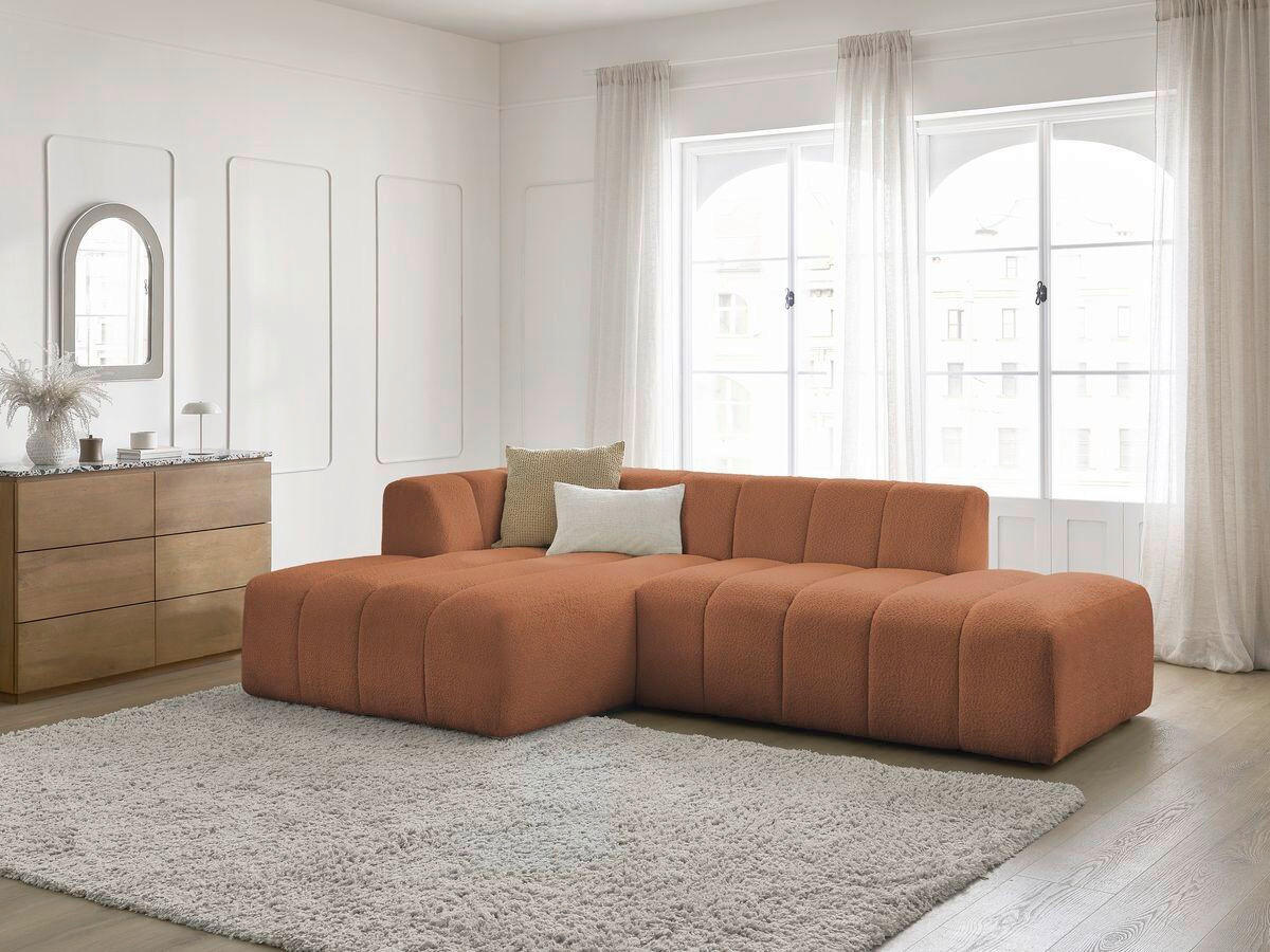 ECKSOFA  ANNECY Orange Bouclé  - Schwarz/Orange, MODERN, Kunststoff/Textil (170/262cm)