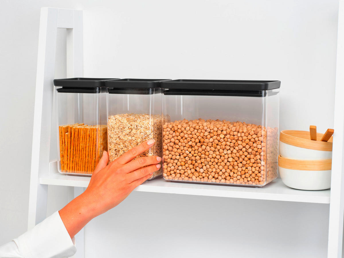 SET POSOD ZA SHRANJEVANJE  Tasty+  44,1/20,1/11,2 cm           - temno siva/prosojno, Basics, umetna masa (44,1/20,1/11,2cm) - Brabantia