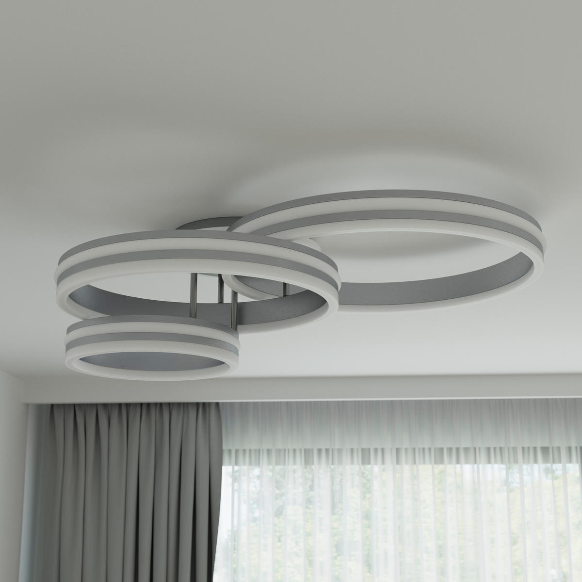 LED-DECKENLEUCHTE 80/60/20 cm   - Opal/Grau, Design, Kunststoff/Metall (80/60/20cm)