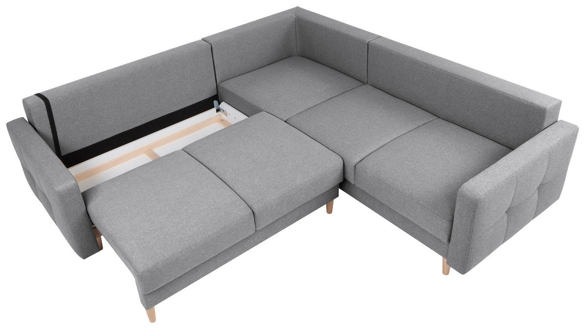 ECKSOFA in Flachgewebe Dunkelgrau  - Dunkelgrau/Eiche Wotan, Konventionell, Holz/Textil (242/242cm) - MID.YOU
