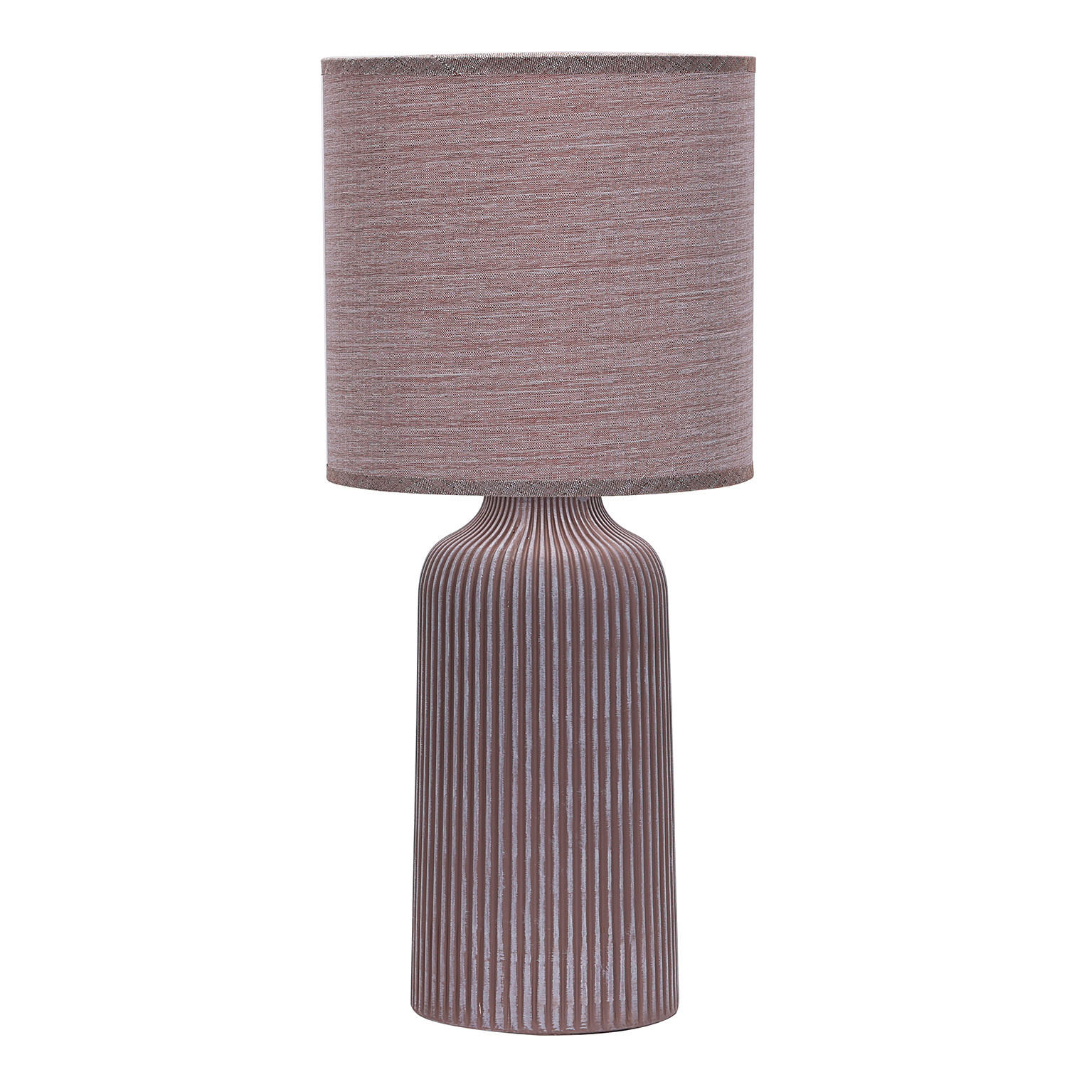 STOLNÍ LAMPA, E27, 20/45 cm  - hnědá, Design, textil/keramika (20/45cm)