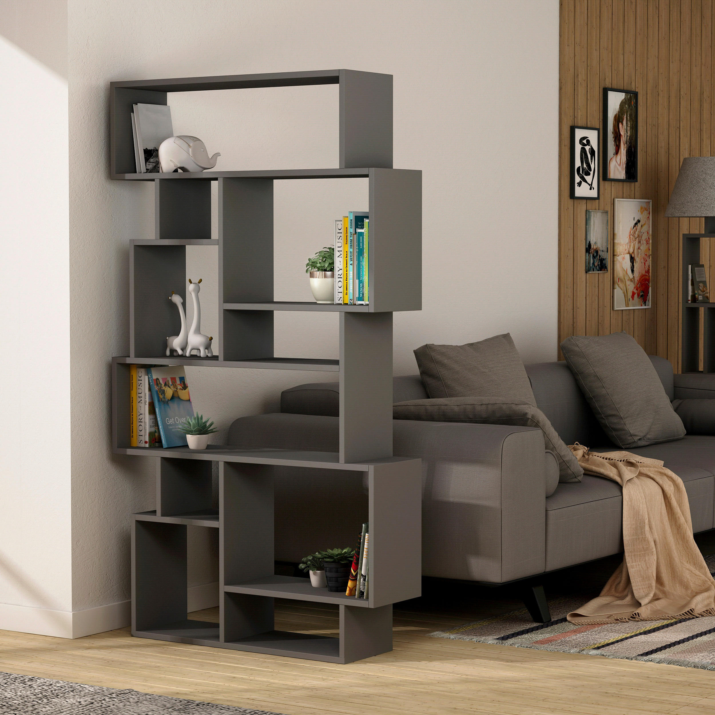 BÜCHERWAND  96/169/26 cm Anthrazit  - Anthrazit, Design, Holzwerkstoff (96/169/26cm) - Livetastic