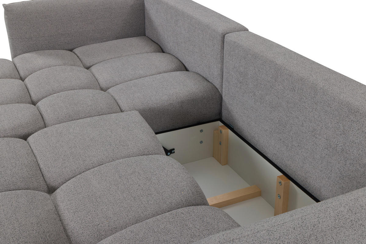 ROHOVÁ ROZKLÁDACÍ POHOVKA, plast, textil, kompozitní dřevo, šedá - šedá/černá, Konvenční, kompozitní dřevo/textil (273/188cm) - Livetastic