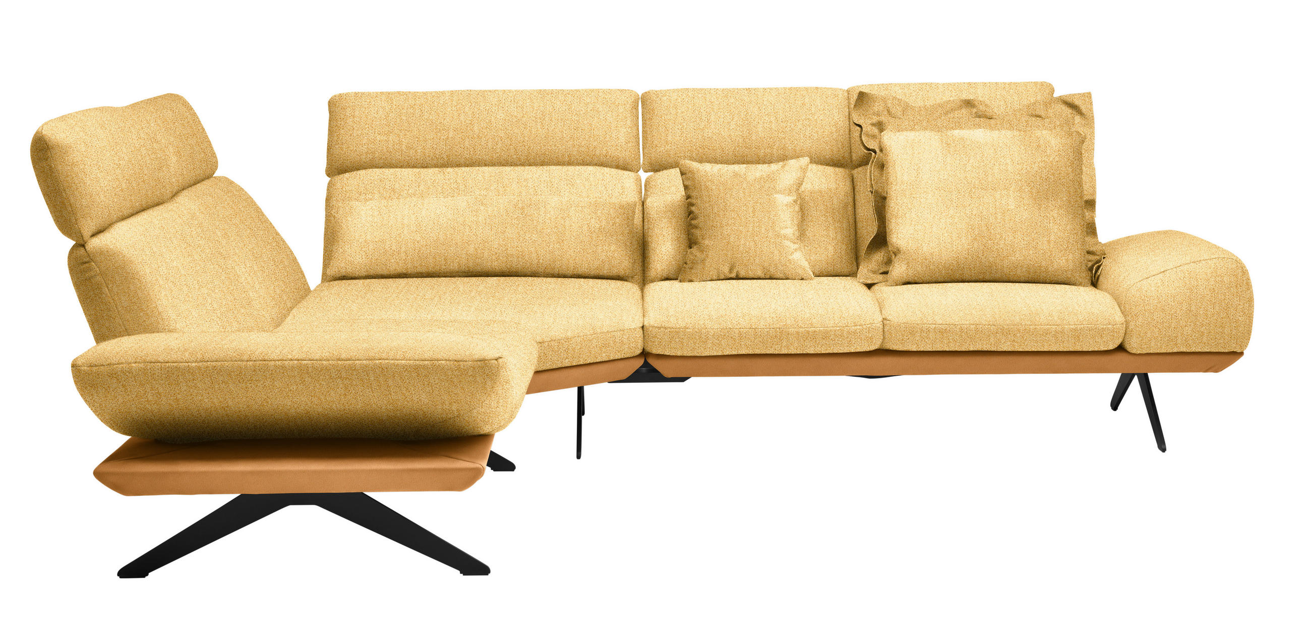 ECKSOFA Chenille, Flachgewebe Gelb  - Gelb/Schwarz, Design, Textil/Metall (239/270cm) - Koinor