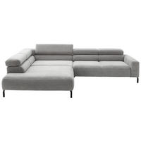 ECKSOFA inkl. Funktion Cord Grau  - Schwarz/Grau, Modern, Textil/Metall (221-224/314-317cm) - Pure Home Lifestyle