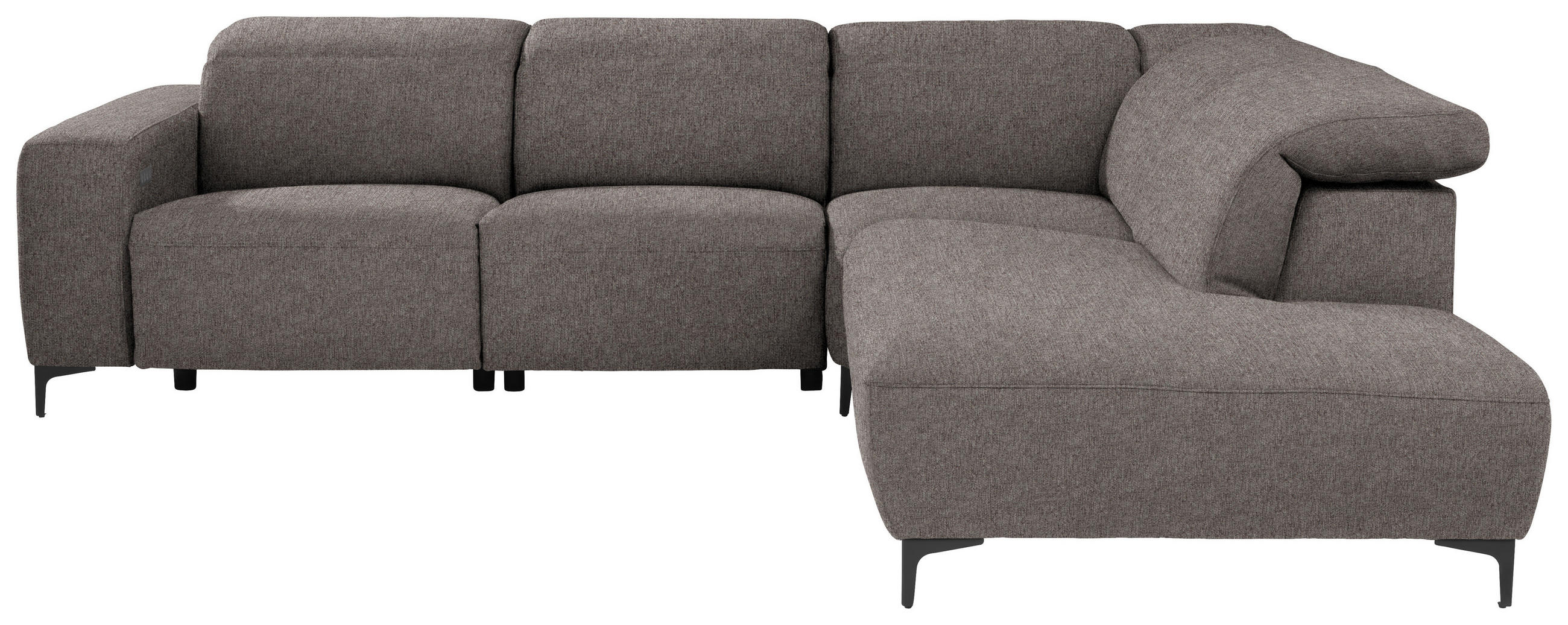 ECKSOFA Graubraun Flachgewebe  - Graubraun/Schwarz, Design, Textil/Metall (290/238cm) - Pure Home Lifestyle