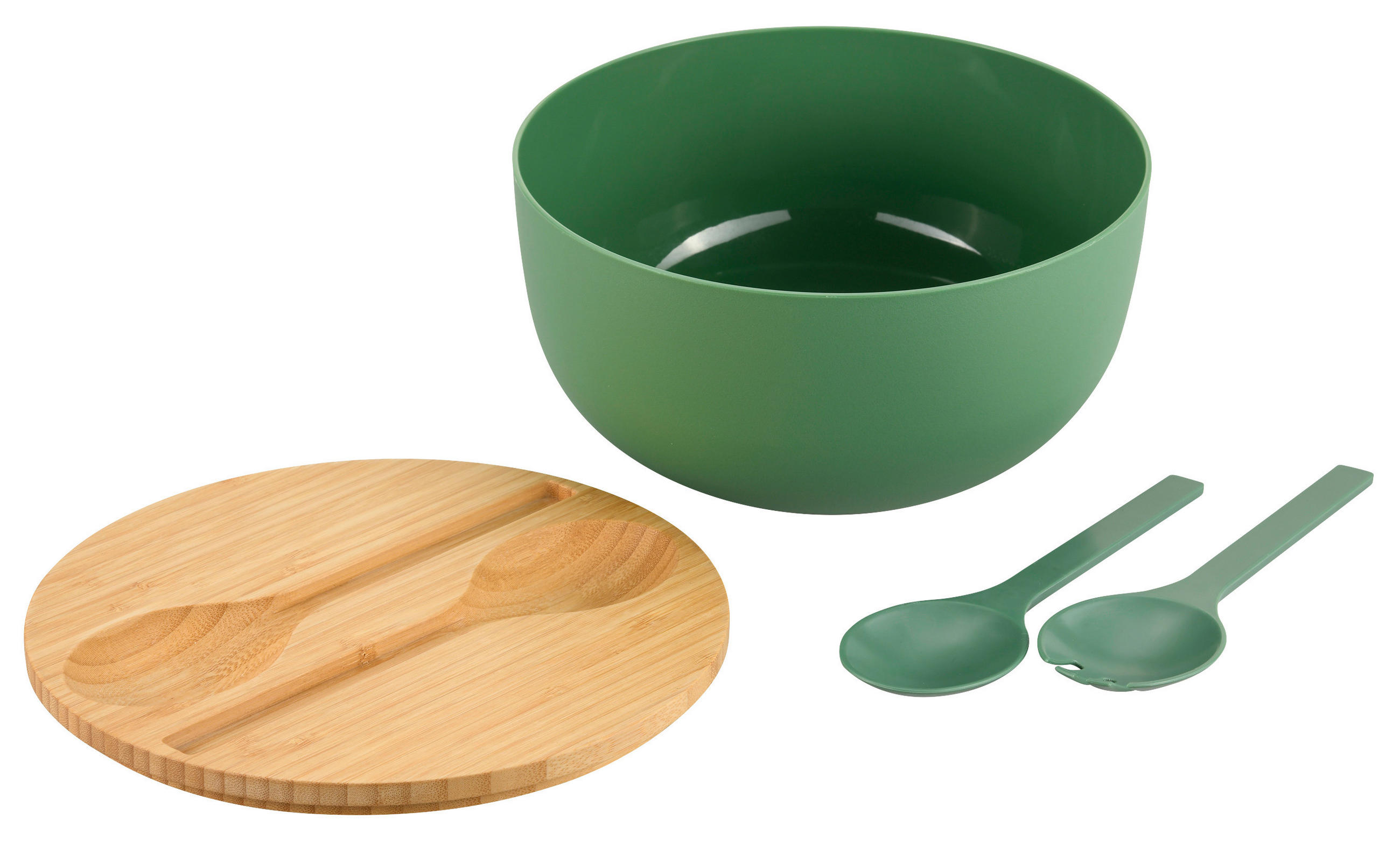 SALATSCHÜSSEL   - Hellbraun/Salbeigrün, Basics, Holz/Kunststoff (24/13/13cm) - Kesper