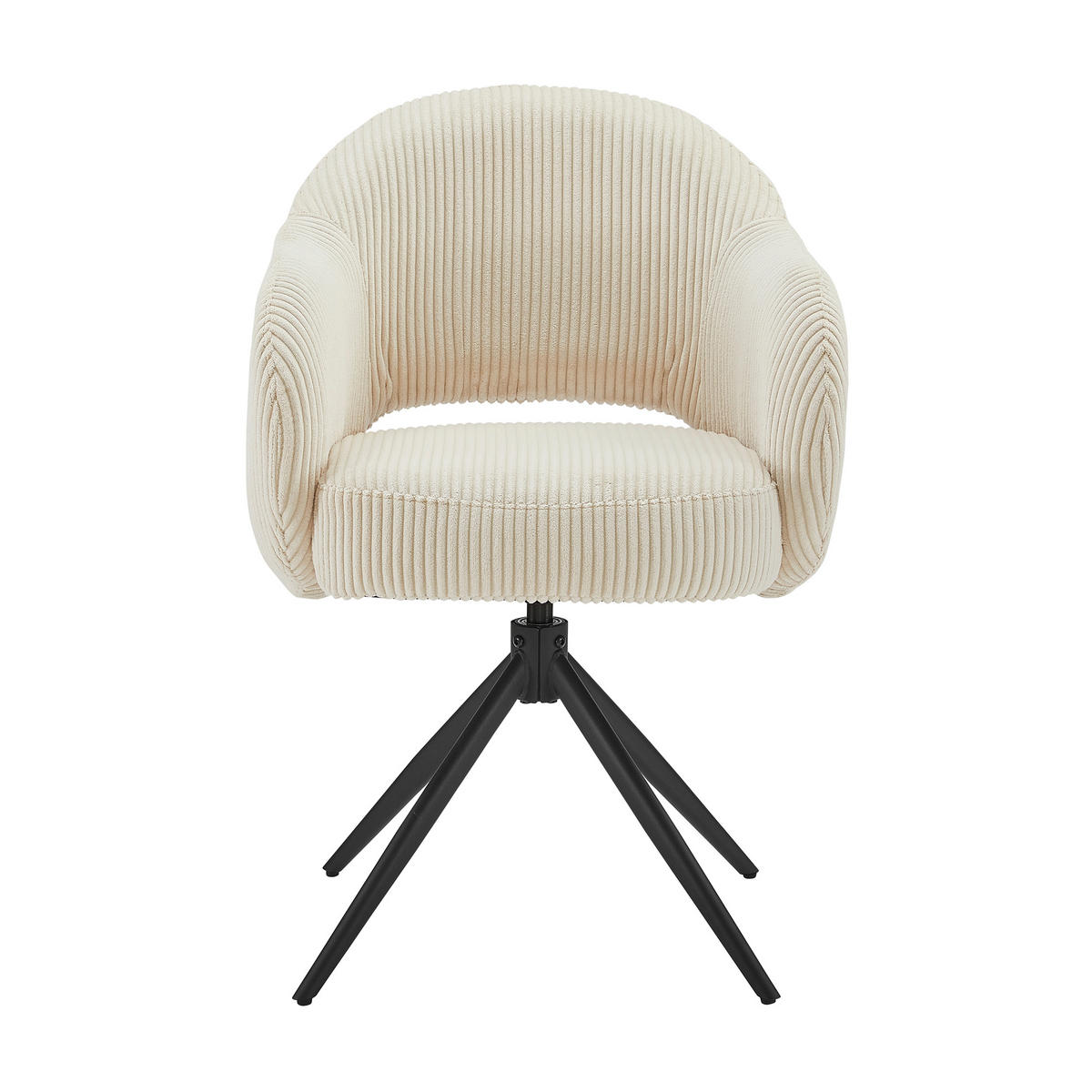 ARMLEHNSTUHL  Sitzfläche 360° drehbar Cord  Schwarz, Beige  - Beige/Schwarz, MODERN, Textil/Metall (58/84/60cm) - MID.YOU