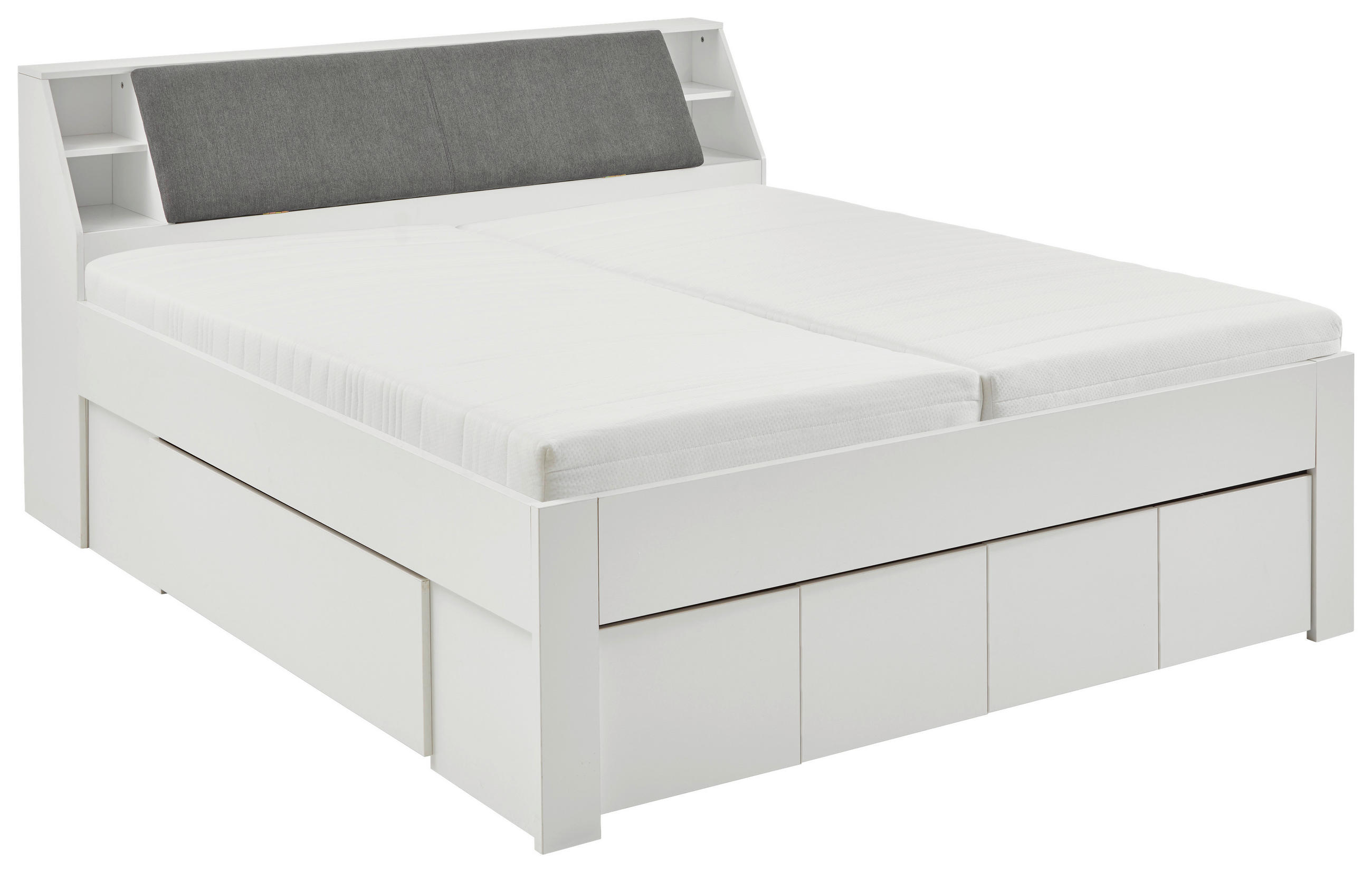 KREVET   180/200 cm   siva, bijela  - bijela/siva, Konvencionalno, drvni materijal/tekstil (180/200cm) - Carryhome