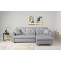 ECKSOFA in Hellgrau  - Buchefarben/Hellgrau, Design, Holz/Textil (266/161cm) - MID.YOU