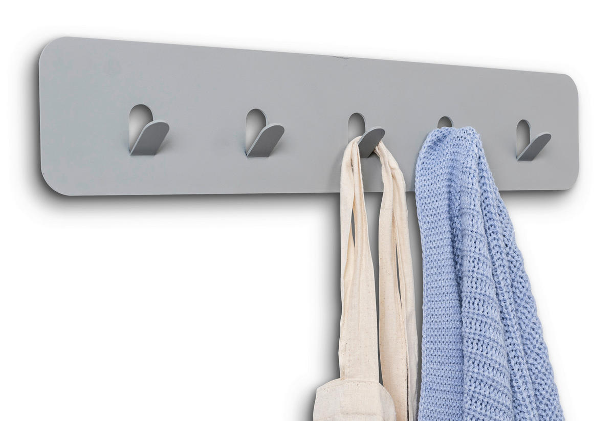 HAKENLEISTE  in Grau  - Grau, Design, Metall (50/10/3cm) - Xora