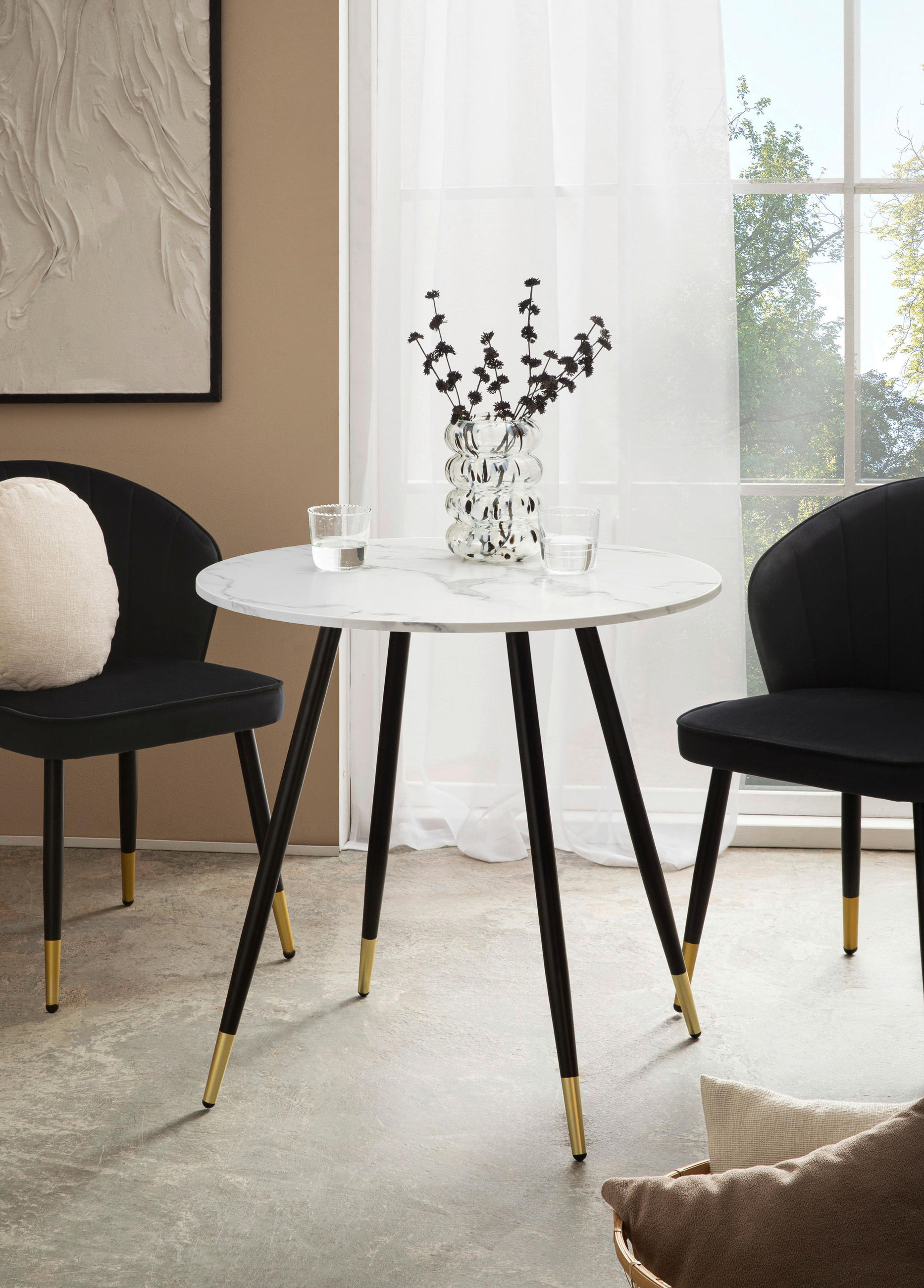 JÍDELNÍ STŮL, bílá, 75/75/76 cm - bílá/černá, Design, kov/kompozitní dřevo (75/75/76cm) - Livetastic