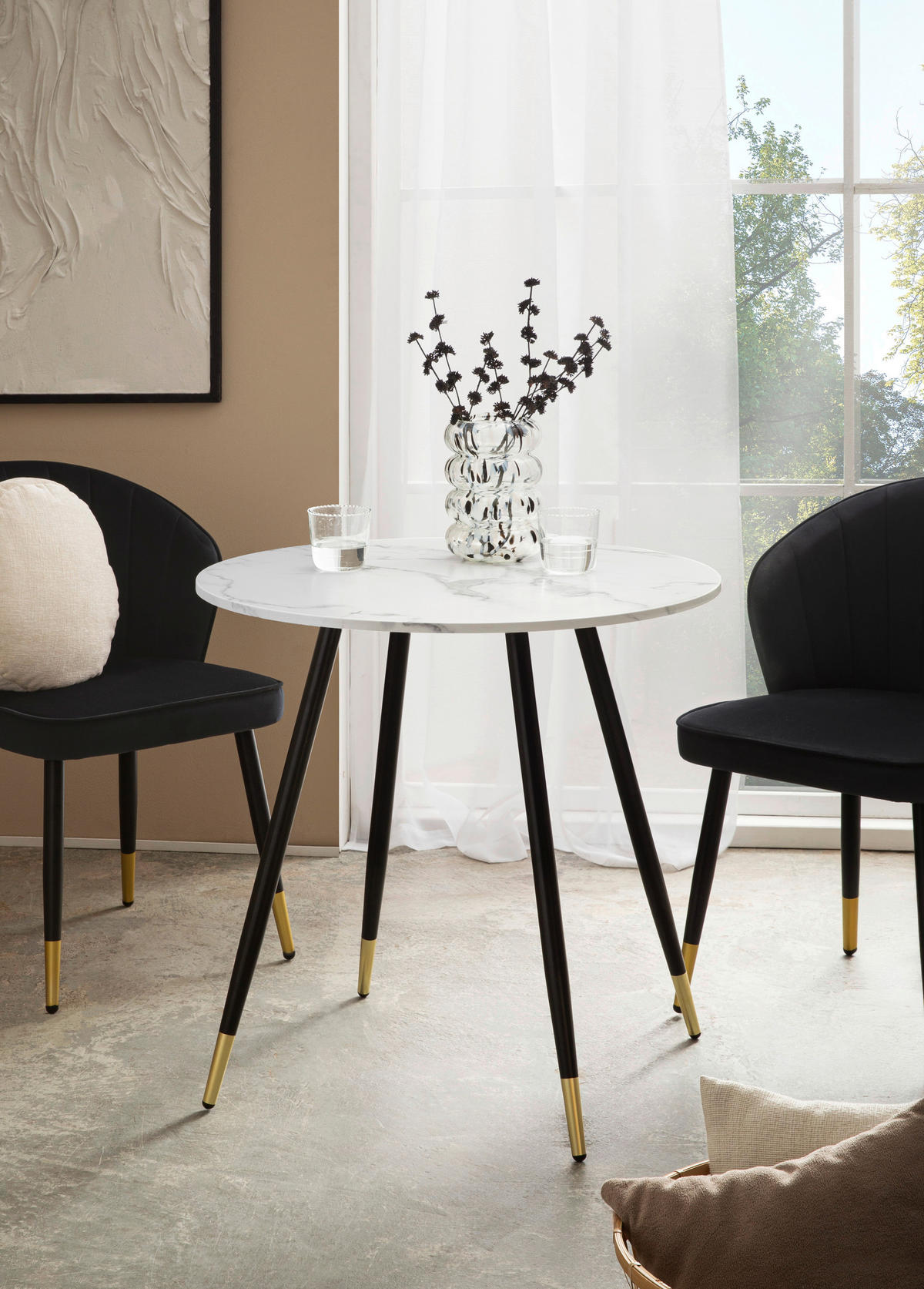 JÍDELNÍ STŮL, bílá, 75/75/76 cm - bílá/černá, Design, kov/kompozitní dřevo (75/75/76cm) - Livetastic