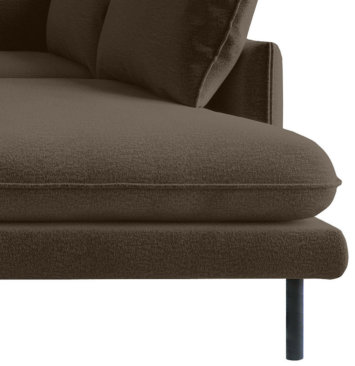 ECKSOFA in Flachgewebe Braun  - Edelstahlfarben/Braun, Design, Textil/Metall (267/204cm) - Livetastic