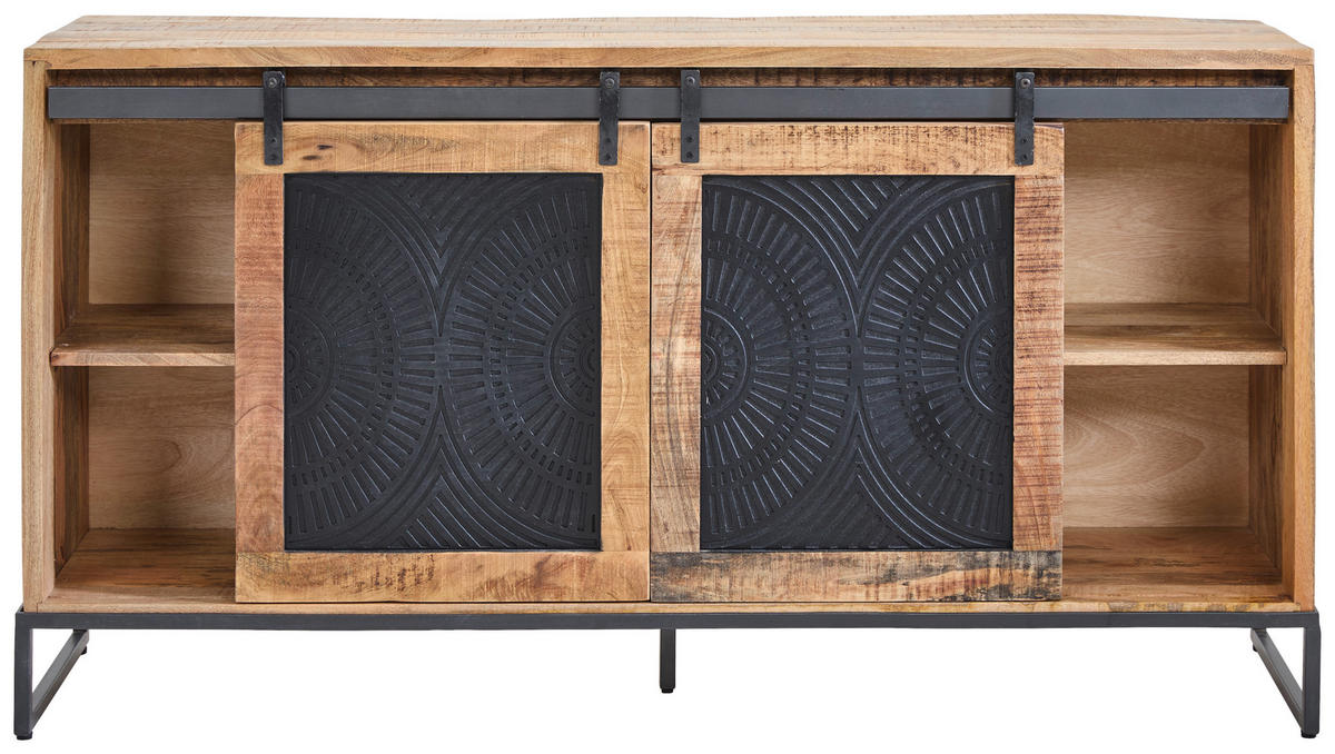 SIDEBOARD  160/85/40 cm 2 Schublade(n)  - Schwarz/Naturfarben, LIFESTYLE, Holz/Metall (160/85/40cm) - Landscape