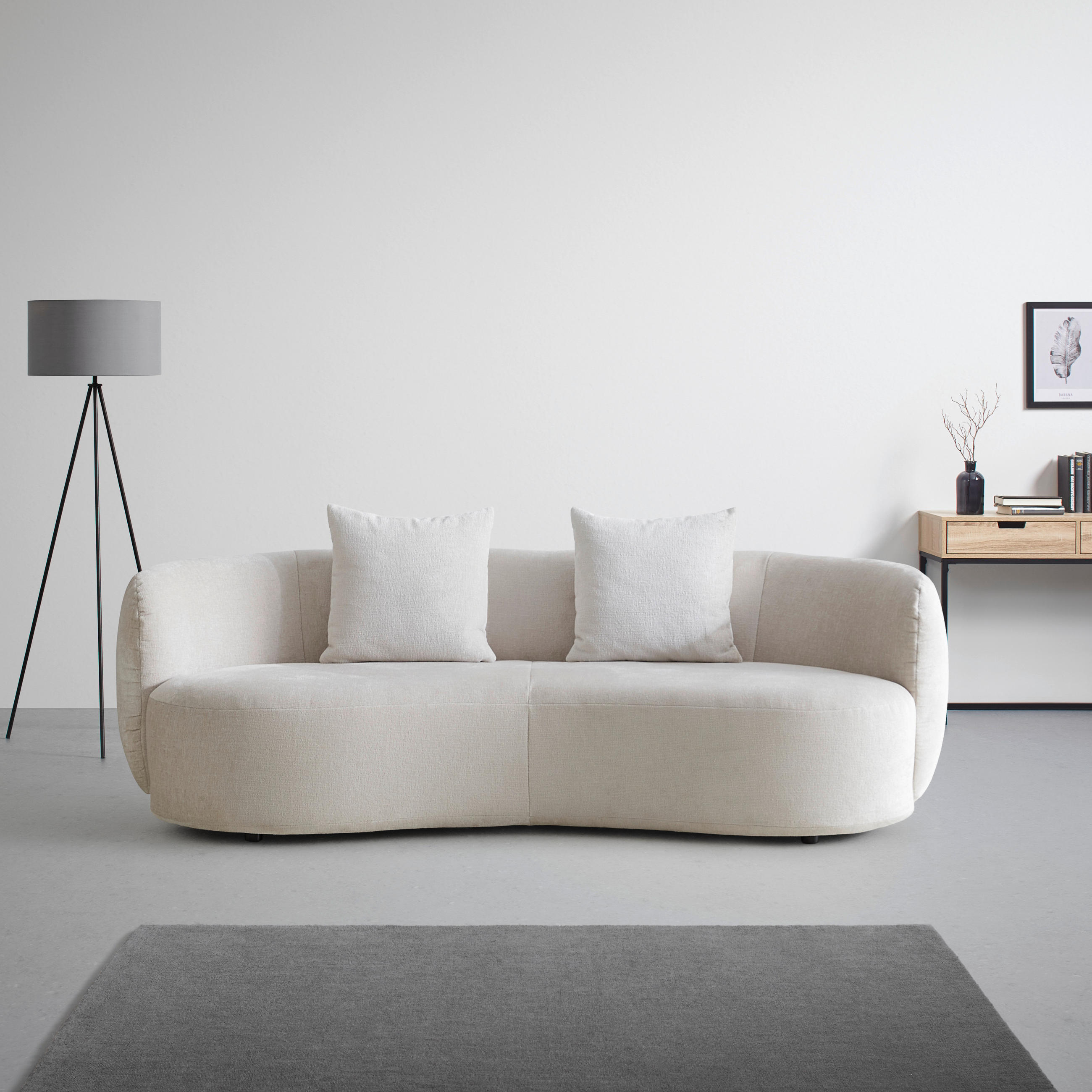 BIG SOFFA i chenille beige  - beige/svart, Modern, textil/plast (235/72/110cm) - MID.YOU