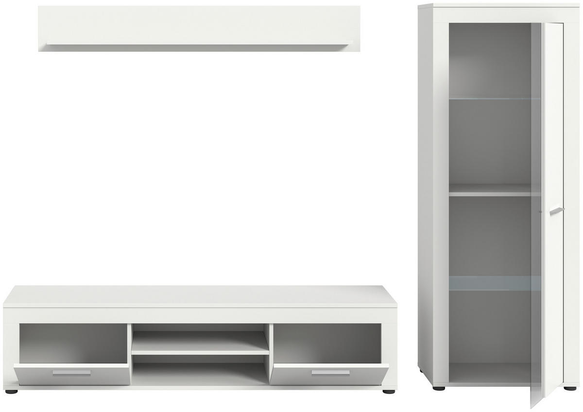 HYLLKOMBINATION 3 delar  i vit  235/159/35 cm  - vit, Design, trämaterial/glas (235/159/35cm) - MID.YOU