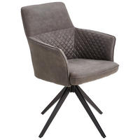 ARMLEHNSTUHL  in Eisen Mikrofaser  - Schwarz/Grau, Basics, Textil/Metall (62/90/63cm) - MID.YOU