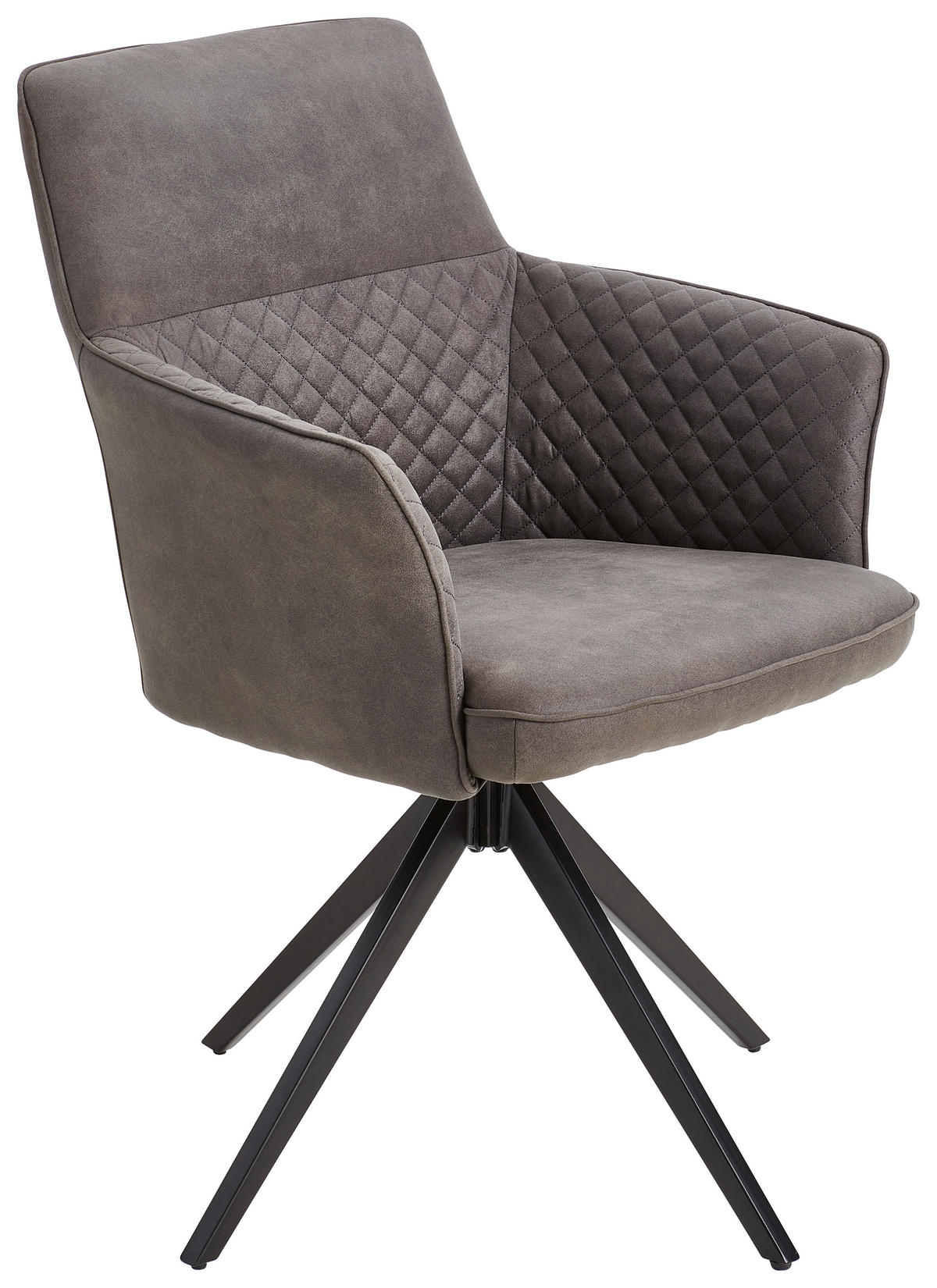 ARMLEHNSTUHL  in Eisen Mikrofaser  - Schwarz/Grau, Basics, Textil/Metall (62/90/63cm) - MID.YOU