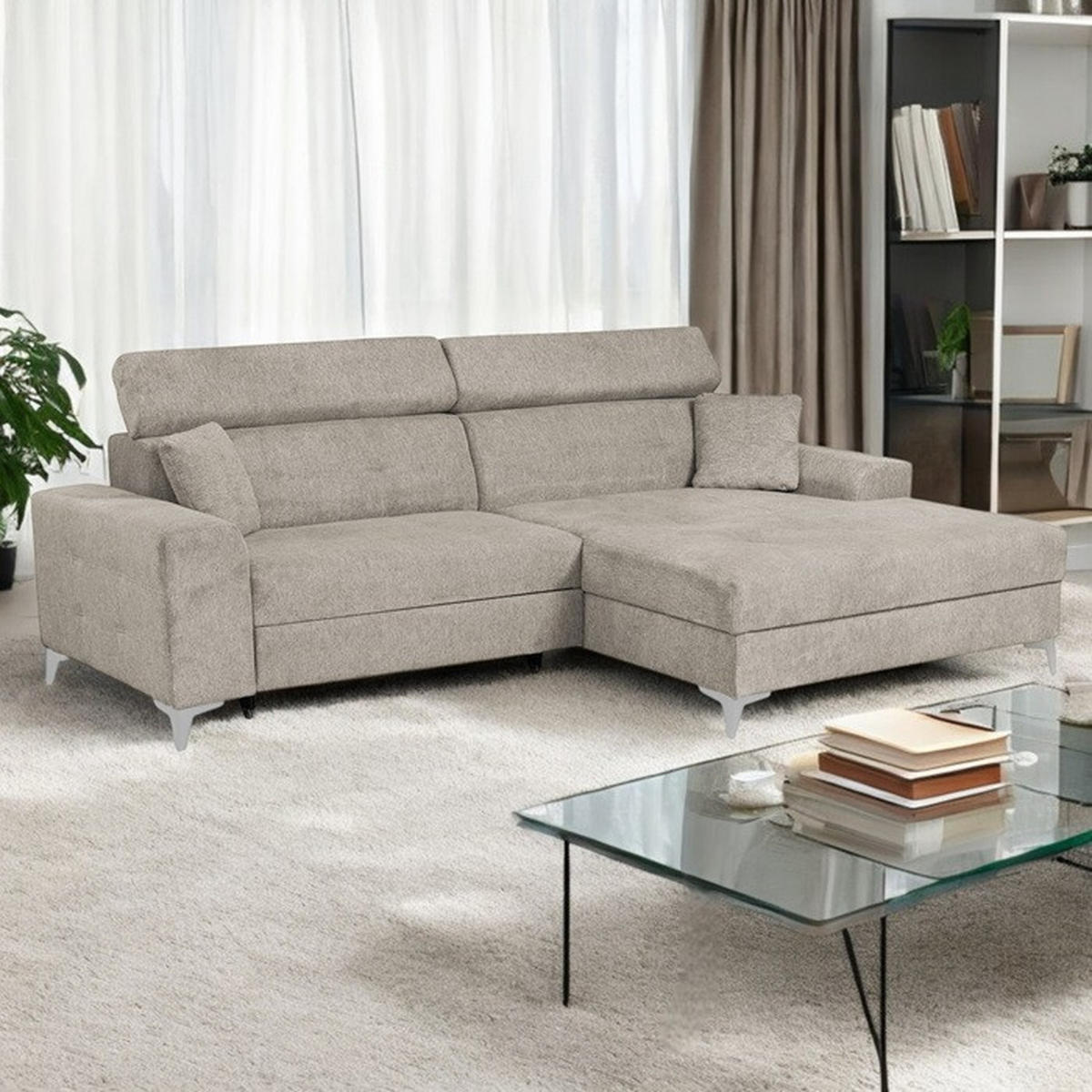 Colțar Extensibil, textil, bej - bej, Design, textil (175/95/270cm) - Carryhome