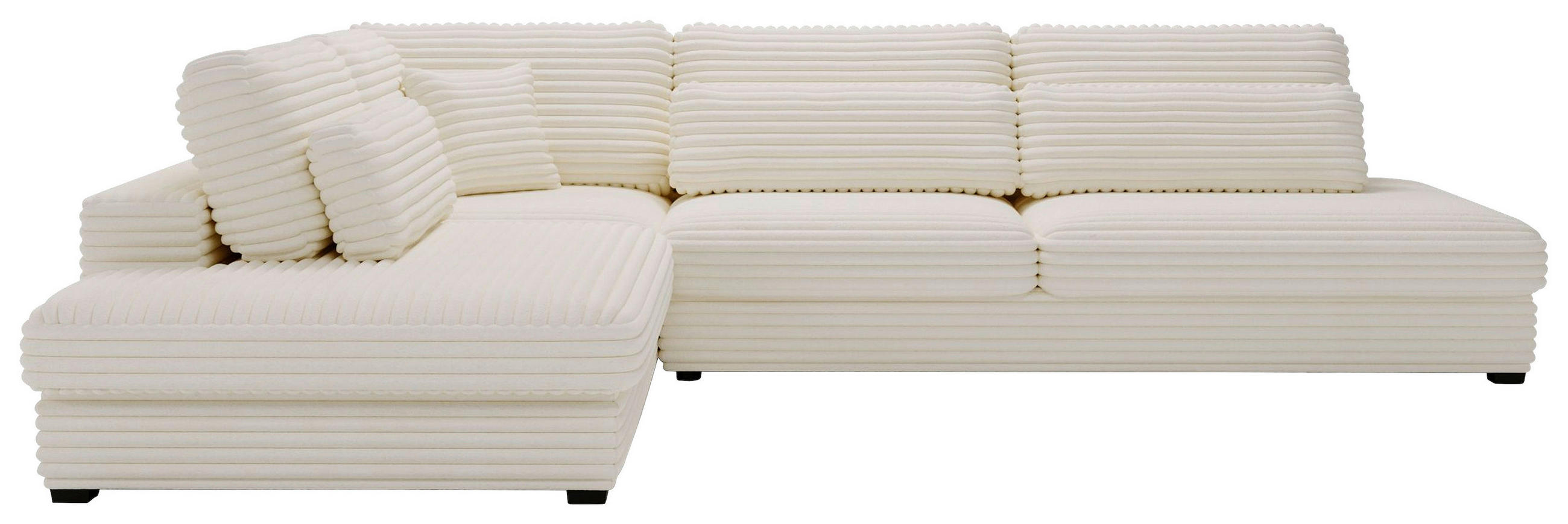 ECKSOFA Beige Cord, Plüsch  - Beige/Schwarz, Design, Kunststoff/Textil (244/332cm) - Livetastic