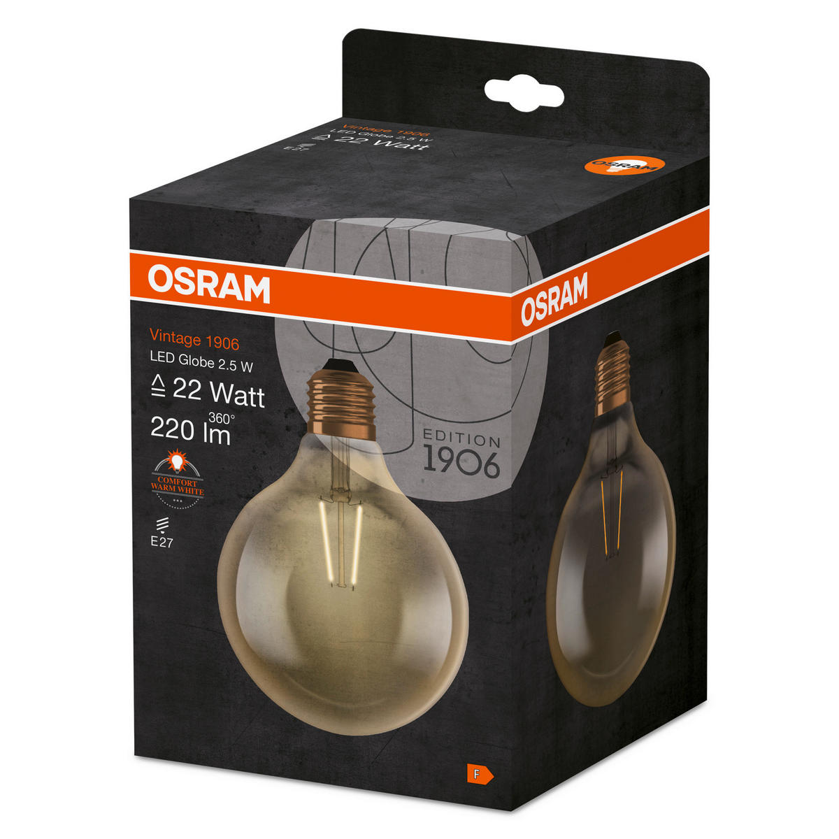 LED-LEUCHTMITTEL   E27 2,5 W 220 lm  - Goldfarben, Basics, Glas (12,4/16,8cm) - Osram