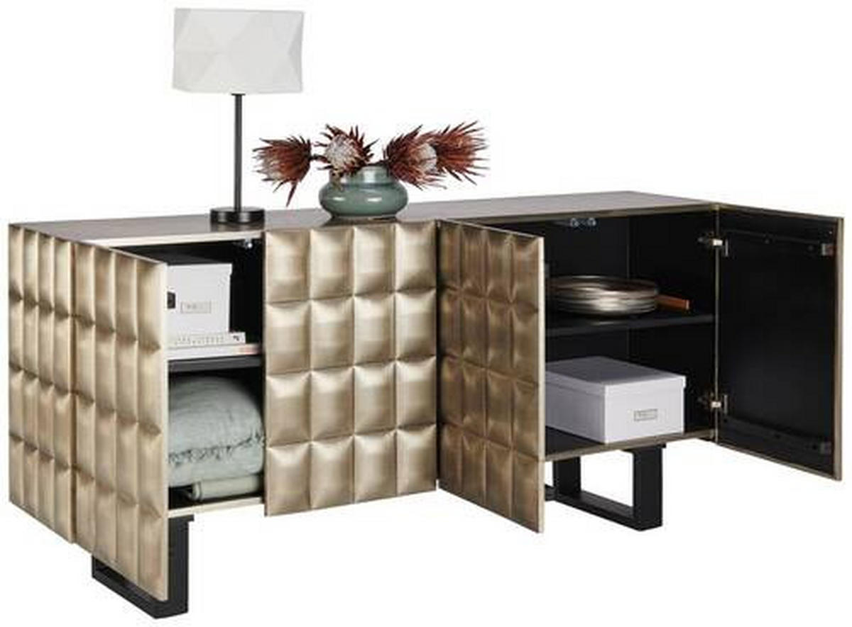 SIDEBOARD Silberfarben  170/80/40 cm  - Silberfarben/Schwarz, Trend, Holz/Holzwerkstoff (170/80/40cm) - Ambia Home