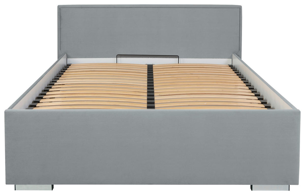 KÁRPITOZOTT ÁGY 140/200 cm  szürke  - króm/szürke, Modern, textil/fa (140/200cm) - MID.YOU