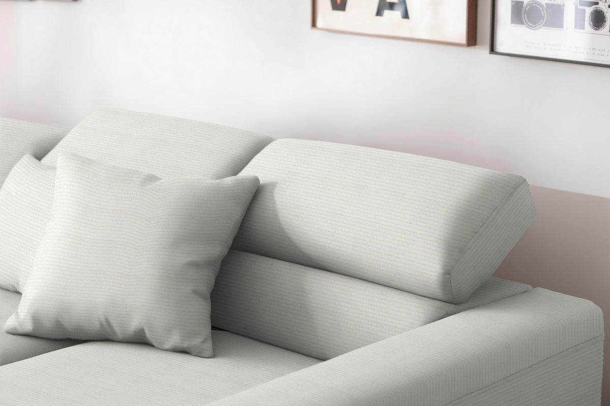 ECKSOFA Cord Grauweiss  - Schwarz/Grauweiss, Design, Textil/Metall (293/215-217cm) - Schöner Wohnen