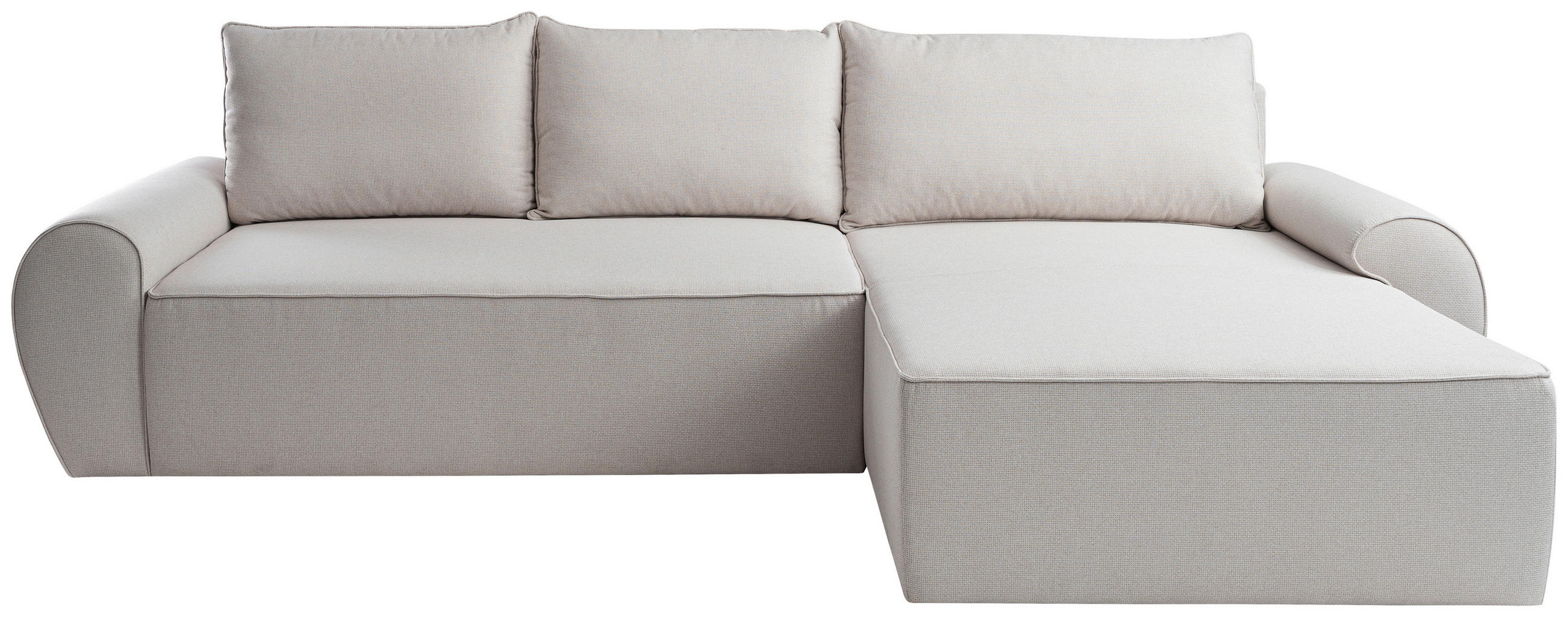 ECKSOFA Creme Flachgewebe  - Creme/Schwarz, KONVENTIONELL, Kunststoff/Textil (292/173cm) - Carryhome