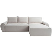 ECKSOFA Creme Flachgewebe  - Creme/Schwarz, KONVENTIONELL, Kunststoff/Textil (292/173cm) - Carryhome