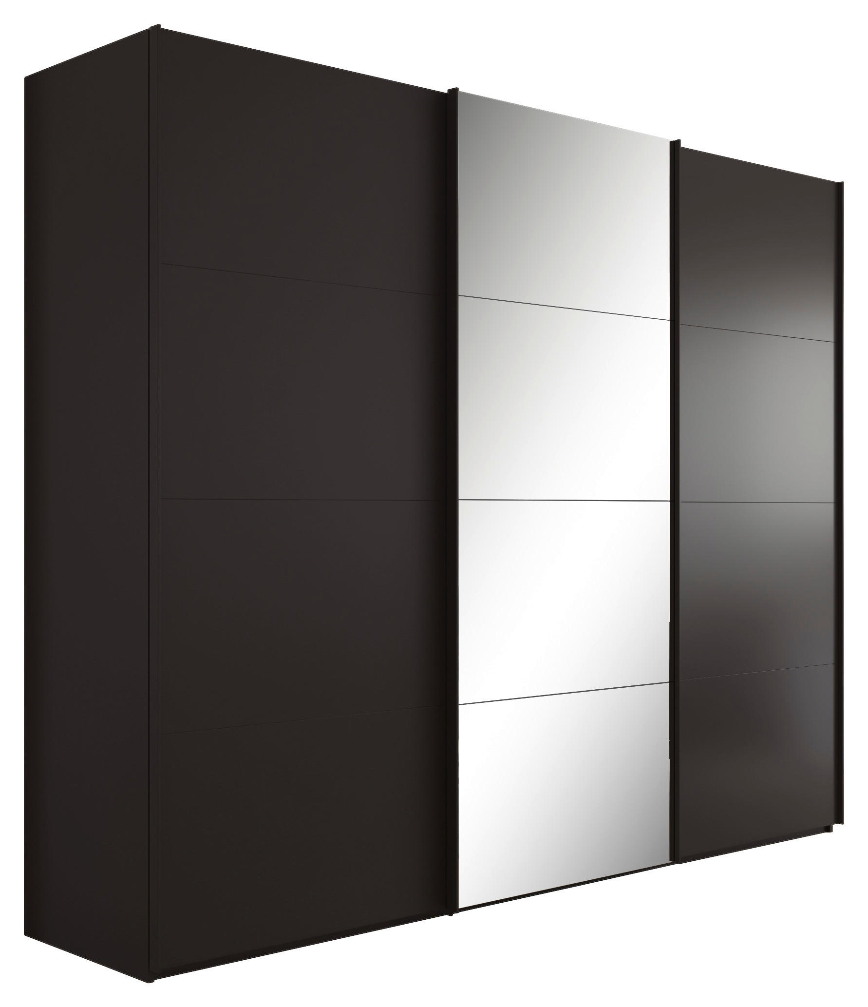 SCHWEBETÜRENSCHRANK 271/223/68 cm 3-türig Graphitfarben  - Graphitfarben, KONVENTIONELL, Glas/Holzwerkstoff (271/223/68cm) - home24