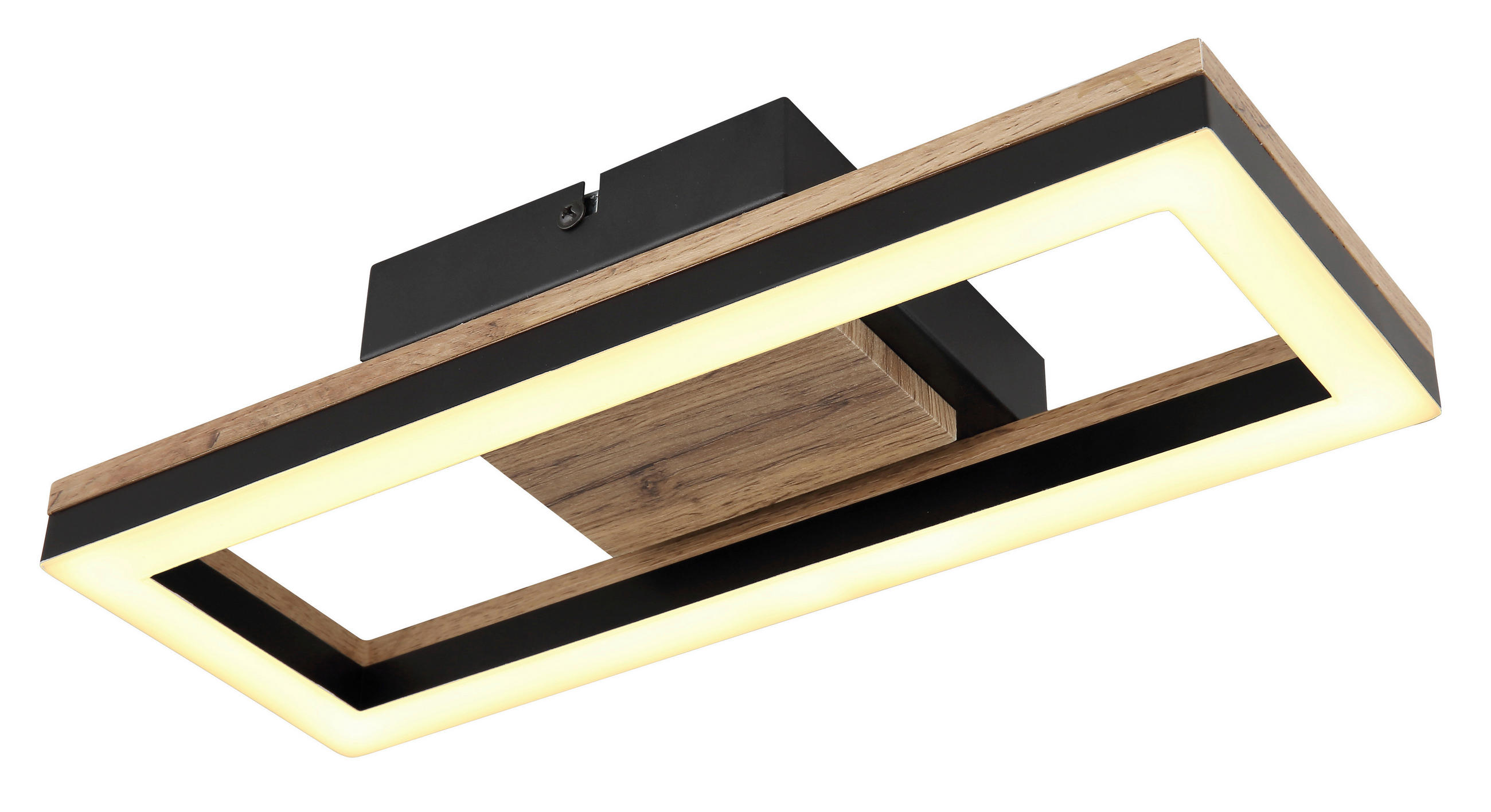 LED-DECKENLEUCHTE 34,5/13/5,8 cm   - Dunkelbraun/Opal, Design, Holzwerkstoff/Kunststoff (34,5/13/5,8cm) - Globo
