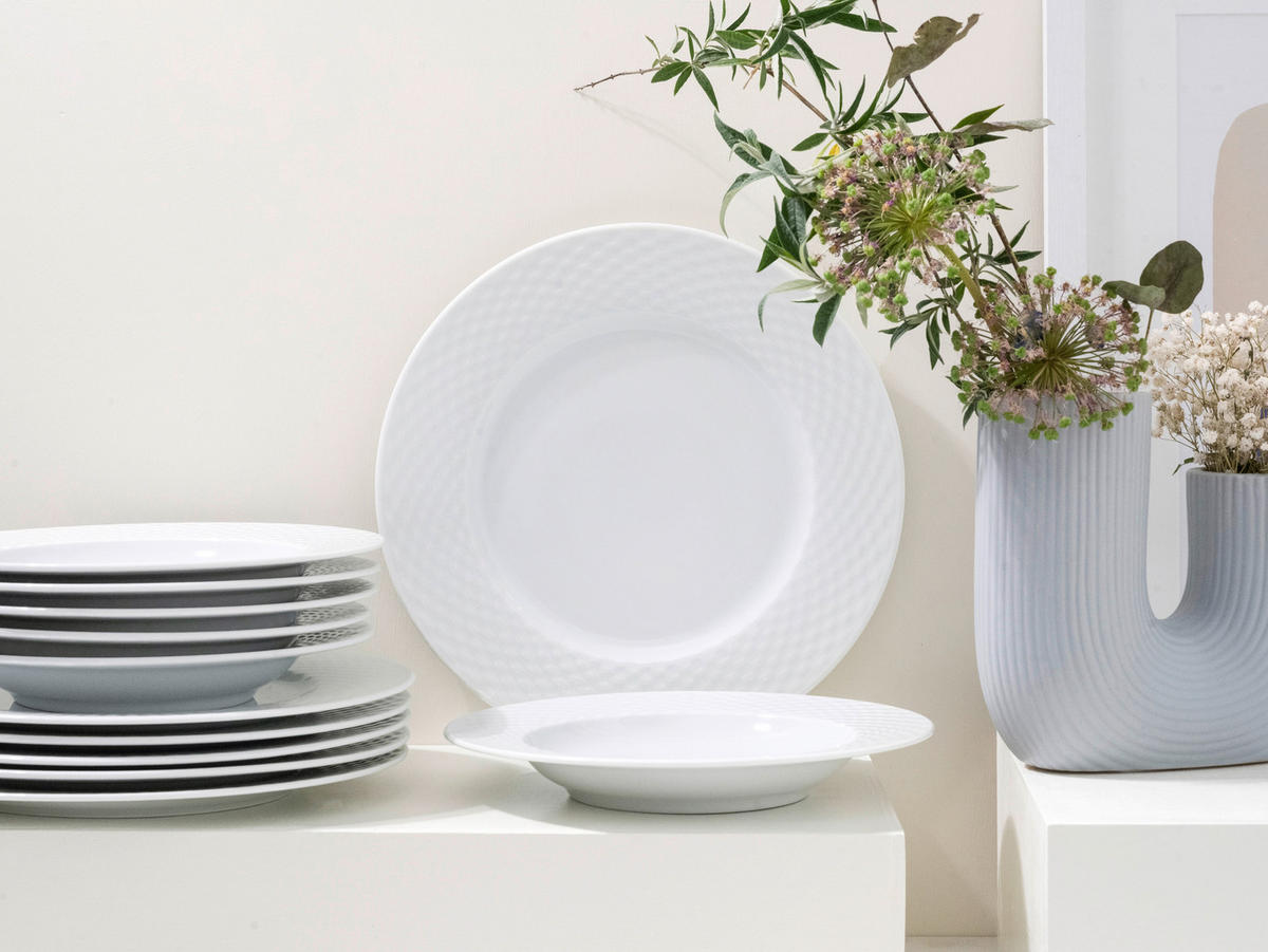 TAFELSERVICE Polo 12-teilig  - Weiss, Basics, Keramik (31/28/31cm) - Creatable
