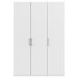 DREHTÜRENSCHRANK 151/235/61 cm,  in Weiß, 3-türig  - Edelstahlfarben/Weiß, Basics, Holzwerkstoff/Metall (151/235/61cm) - Novel
