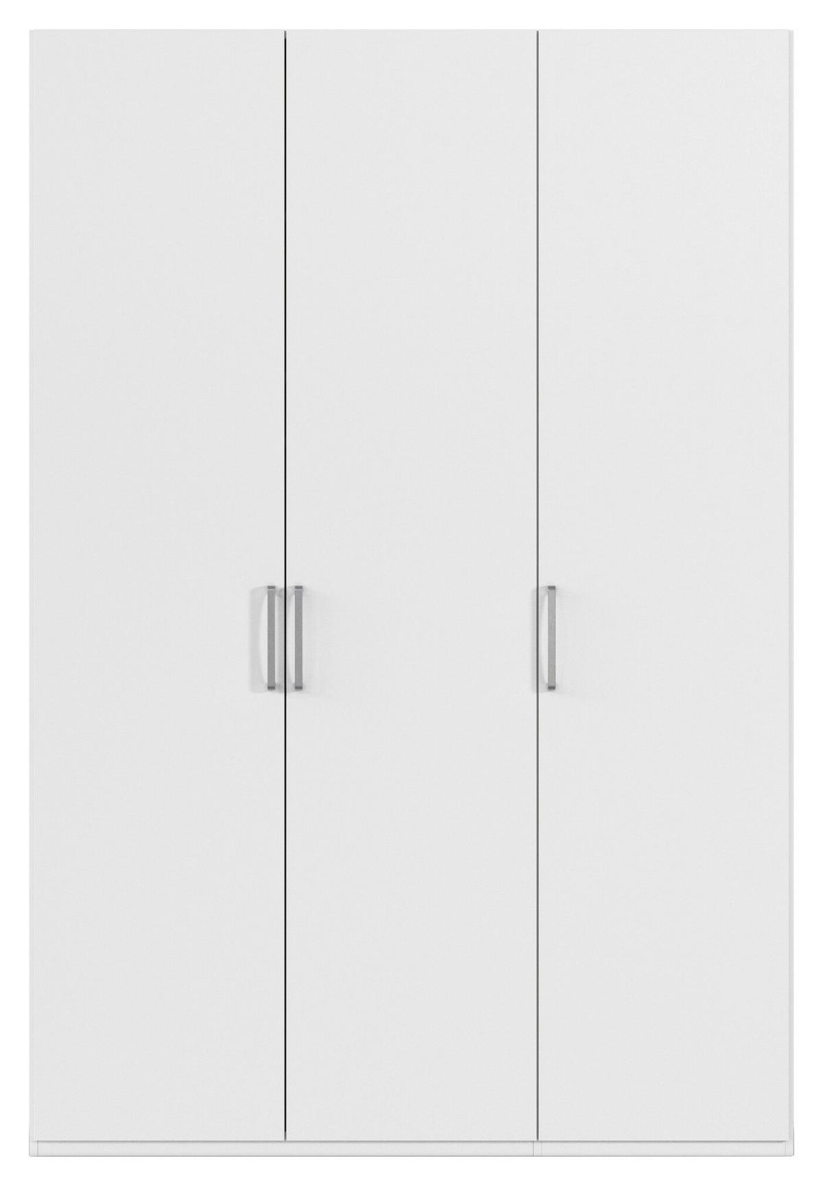DREHTÜRENSCHRANK 151/235/61 cm,  in Weiß, 3-türig  - Edelstahlfarben/Weiß, Basics, Holzwerkstoff/Metall (151/235/61cm) - Novel