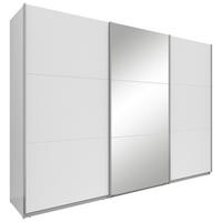 SCHWEBETÜRENSCHRANK Weiss  - Weiss/Silberfarben, Basics, Glas/Holzwerkstoff (300/216/64cm) - Boxxx