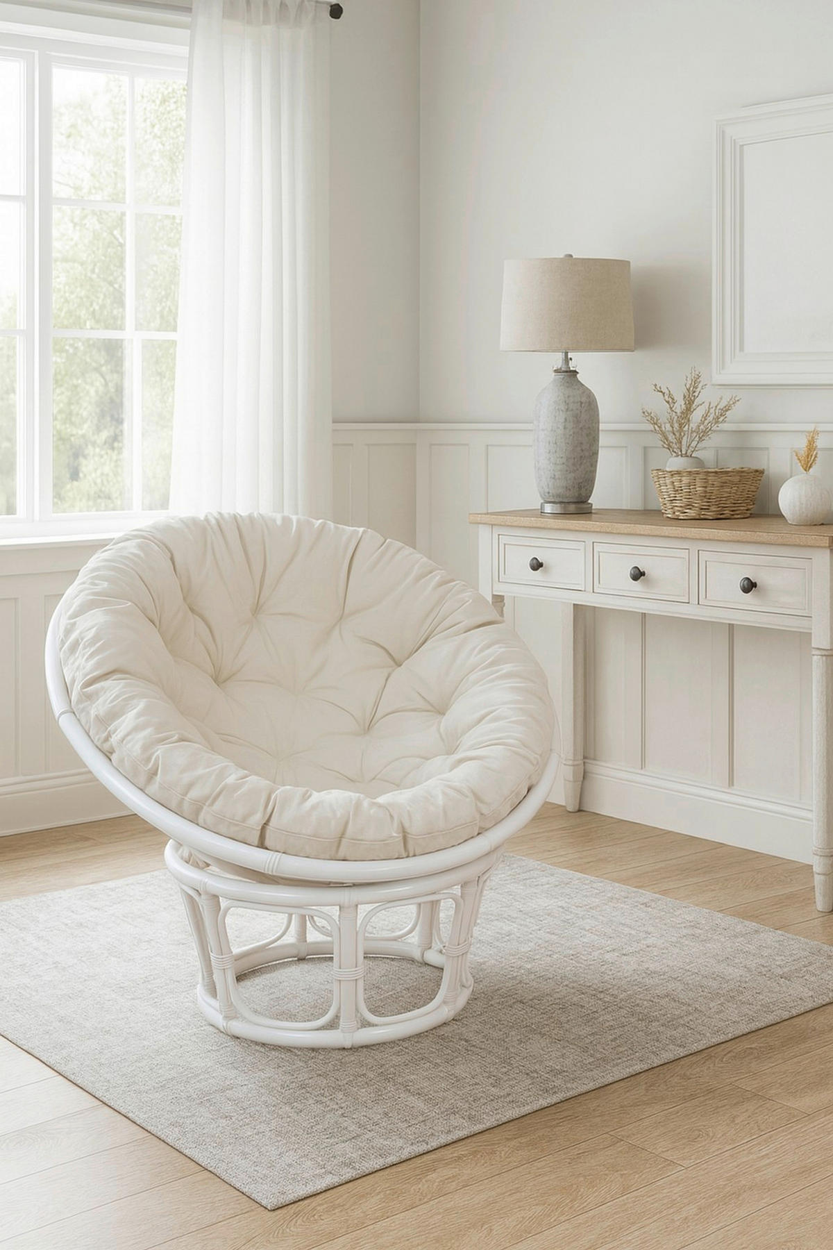 SESSEL Weiß    - Creme/Weiß, Natur, Holz/Textil (80/80/60cm) - MID.YOU