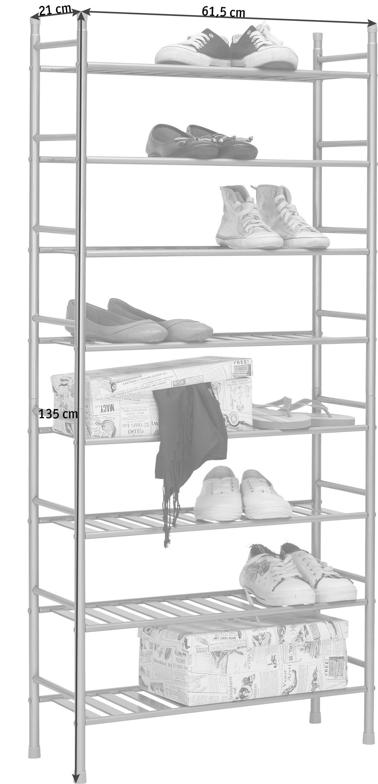 SCHUHREGAL Nickelfarben  - Nickelfarben, Basics, Metall (61,5/135/21cm) - Xora