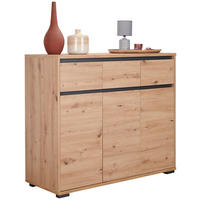 KOMÓD 120/103/48 cm  - tölgyfa színű/antracit, Design, műanyag/faalapú anyag (120/103/48cm) - Carryhome
